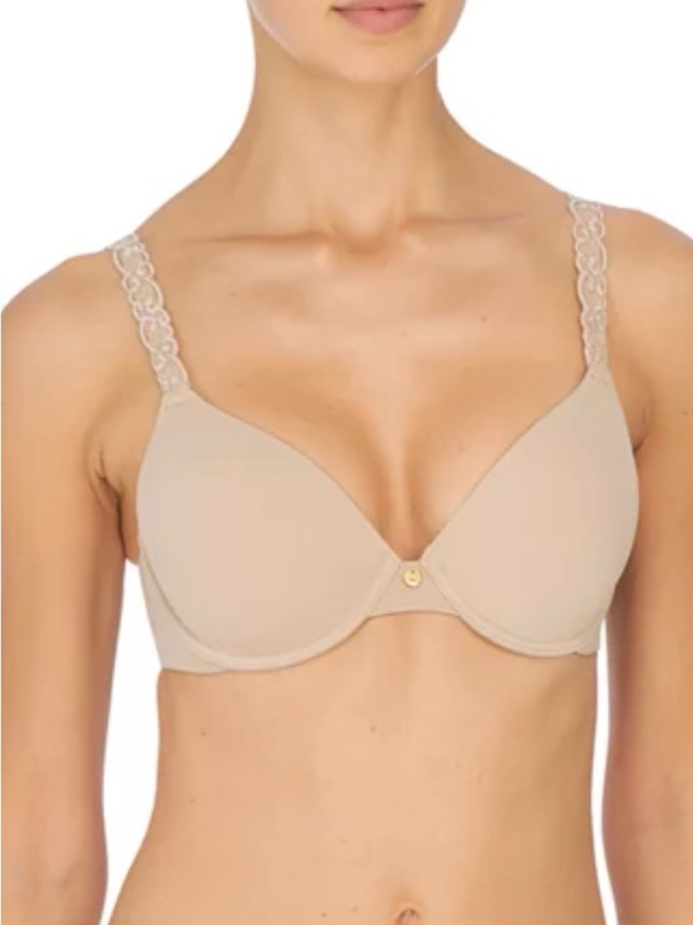 Natori Pure Luxe T-Shirt Contour Underwire Bra 36C Nude Beige Full Coverage